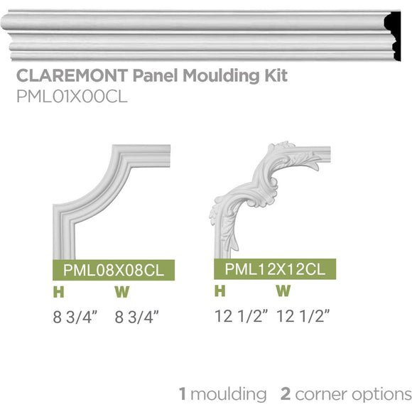 Claremont Panel Moulding 1 3/4"H x 1/2"P x 94 1/2"L - 3D Wall Panels | Fretwork Wall Panels | Panel Moulding - Ethan's Walls